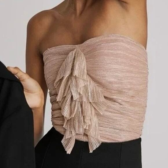 Anthropologie Tops - NWT Anthropologie Ruffled Metallic Tube Top